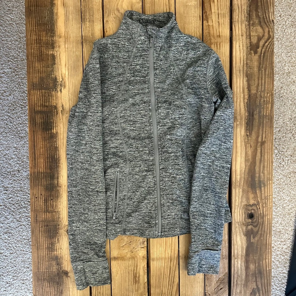 Quince Ultra-Soft Performance Jacket Womens Small Heather Gray Full Zip Athletic